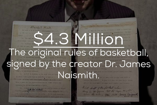 book - B & B.22 $4.3 Million The original rules of basketball, signed by the creator Dr. James Naismith. Lan the best of me