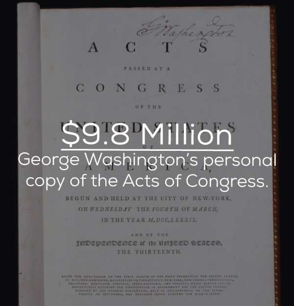 document - A C T S Passedata Congress Of The $9.8 Million George Washington's personal copy of the Acts of Congress. Begun And Held At The City Of New York, On Wednesday The Fourth Of March In The Year Mdcclxxxii And Of The Iddependence of the W Ted State