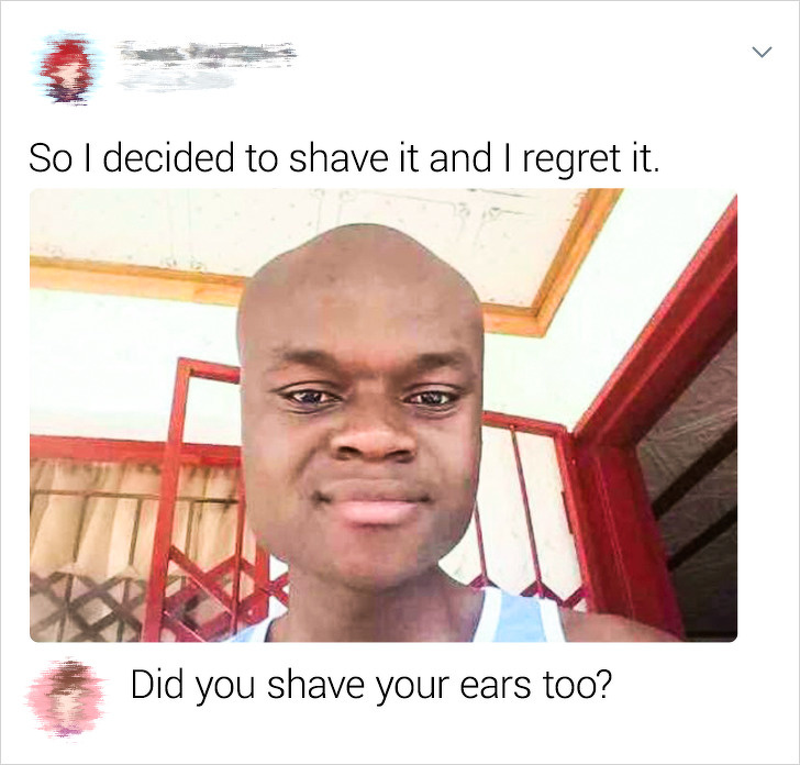 photo caption - So I decided to shave it and I regret it. Did you shave your ears too?
