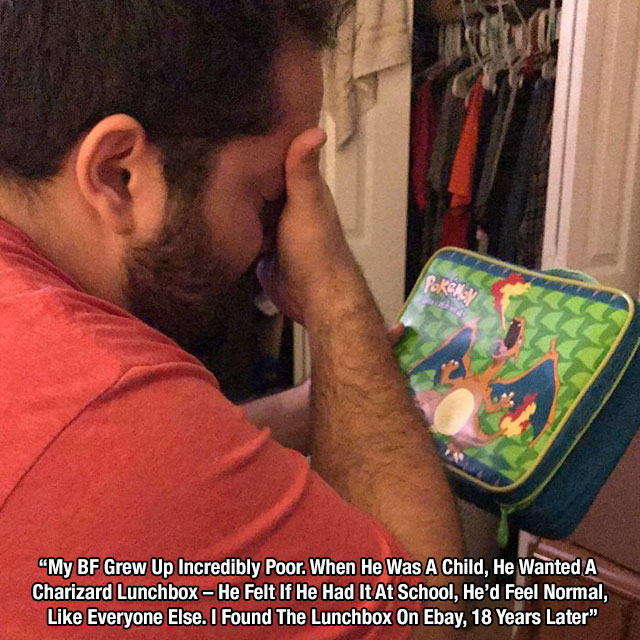 Photograph - Dkca "My Bf Grew Up Incredibly Poor. When He Was A Child, He Wanted A Charizard Lunchbox He Felt If He Had It At School, He'd Feel Normal, Everyone Else. I Found The Lunchbox On Ebay, 18 Years Later"