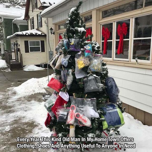 Christmas tree - In Every Year, This Kind Old Man In My Home Town Offers Clothing, Shoes And Anything Useful To Anyone In Need