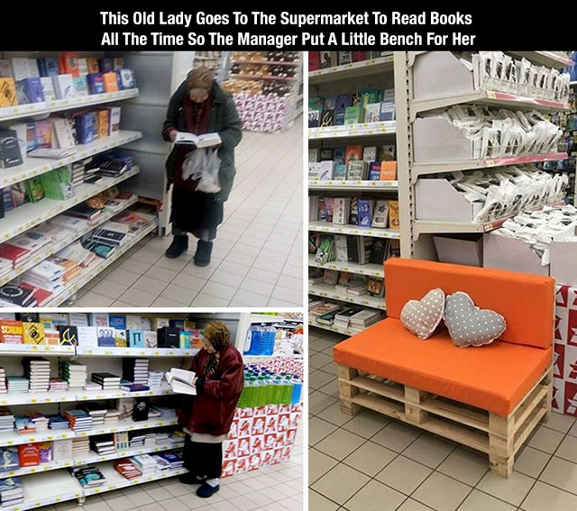 Book - This Old Lady Goes To The Supermarket To Read Books All The Time So The Manager Put A Little Bench For Her Ae 1674