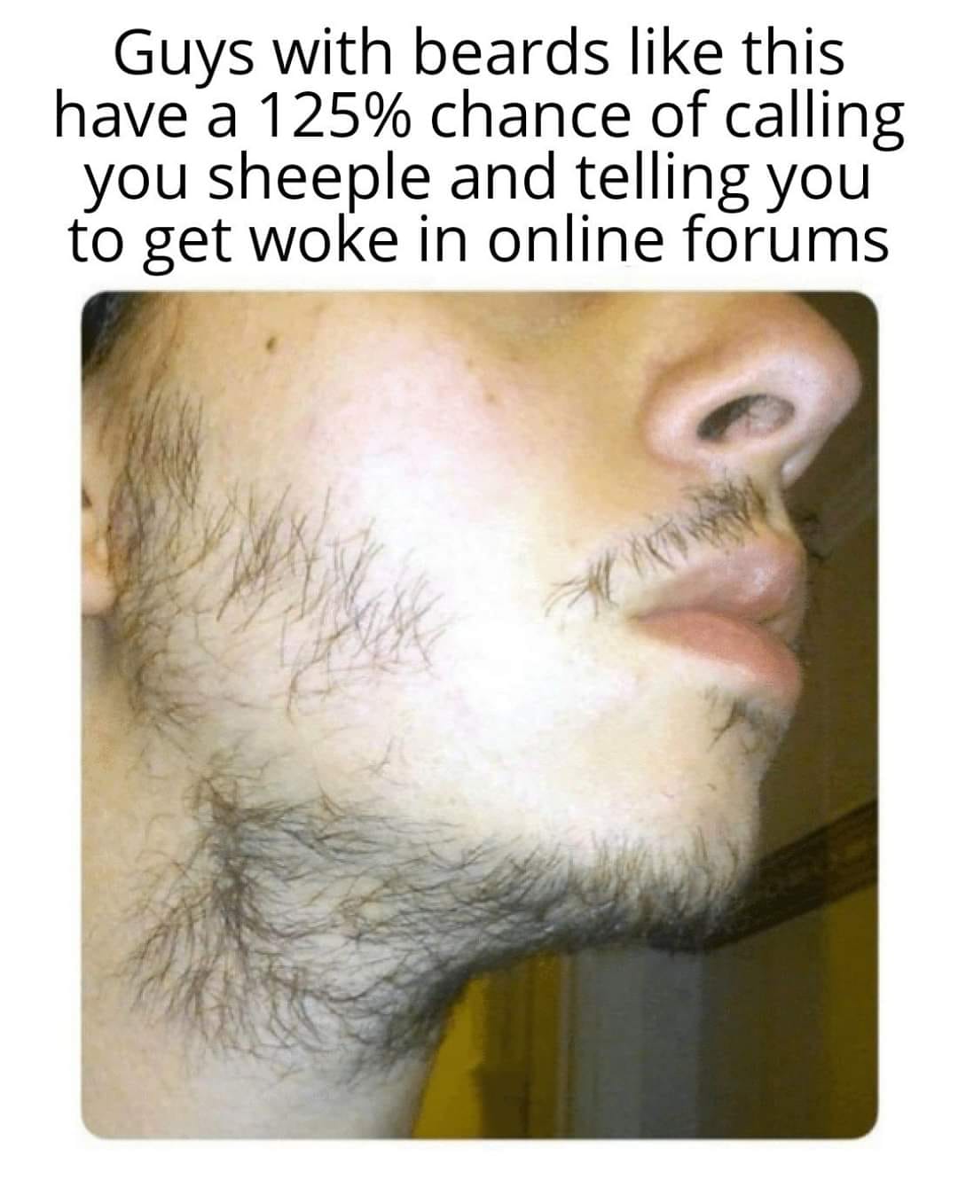 funny beards - Guys with beards this have a 125% chance of calling you sheeple and telling you to get woke in online forums