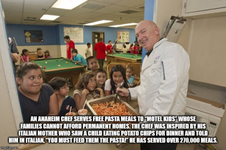 indoor games and sports - An Anaheim Chef Serves Free Pasta Meals To "Motel Kids" Whose Families Cannot Afford Permanent Homes. The Chef Was Inspired By His Italian Mother Who Saw A Child Eating Potato Chips For Dinner And Told Him In Italian, "You Must F