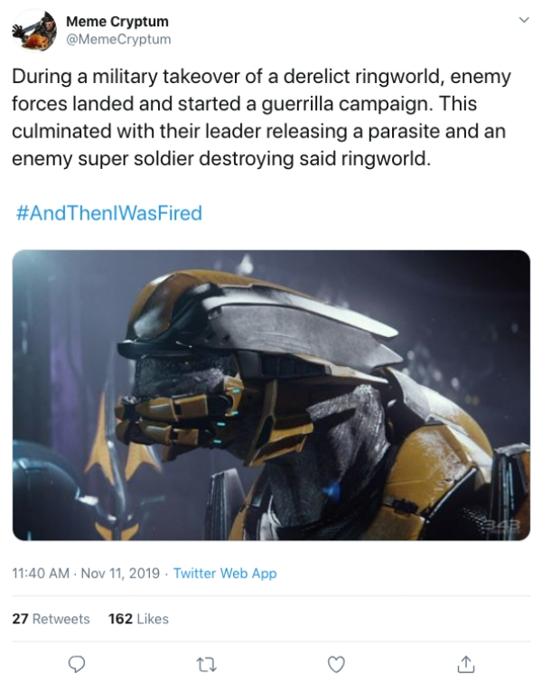 halo 2 anniversary thel vadam - Meme Cryptum During a military takeover of a derelict ringworld, enemy forces landed and started a guerrilla campaign. This culminated with their leader releasing a parasite and an enemy super soldier destroying said ringwo