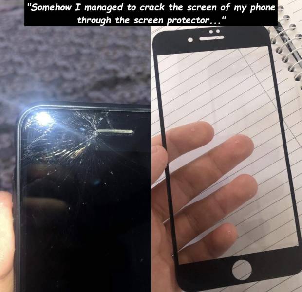 smartphone - "Somehow I managed to crack the screen of my phone through the screen protector..."