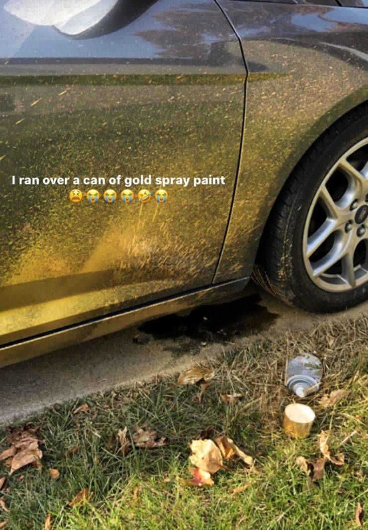 vehicle door - I ran over a can of gold spray paint