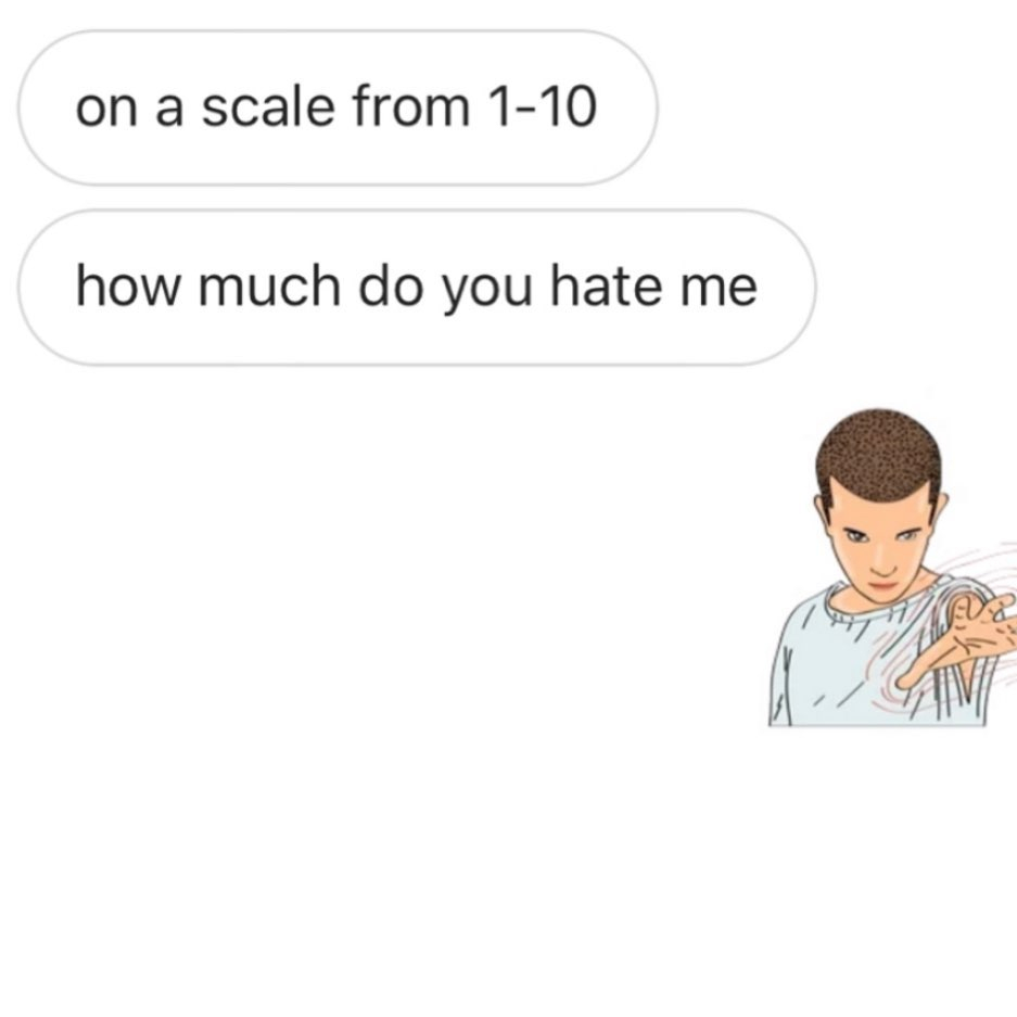 cartoon - on a scale from 110 how much do you hate me