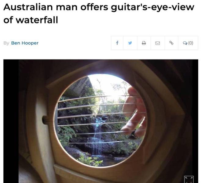 circle - Australian man offers guitar'seyeview of waterfall By Ben Hooper