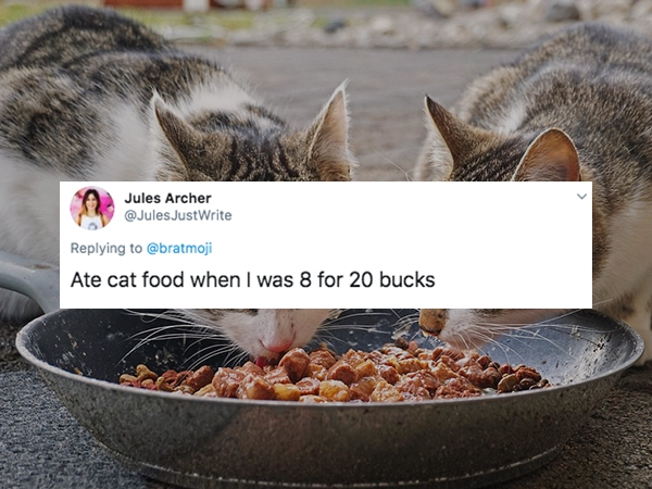 cat eating food - Jules Archer JustWrite Ate cat food when I was 8 for 20 bucks