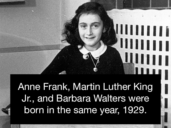 school anne frank - Anne Frank, Martin Luther King Jr., and Barbara Walters were born in the same year, 1929.