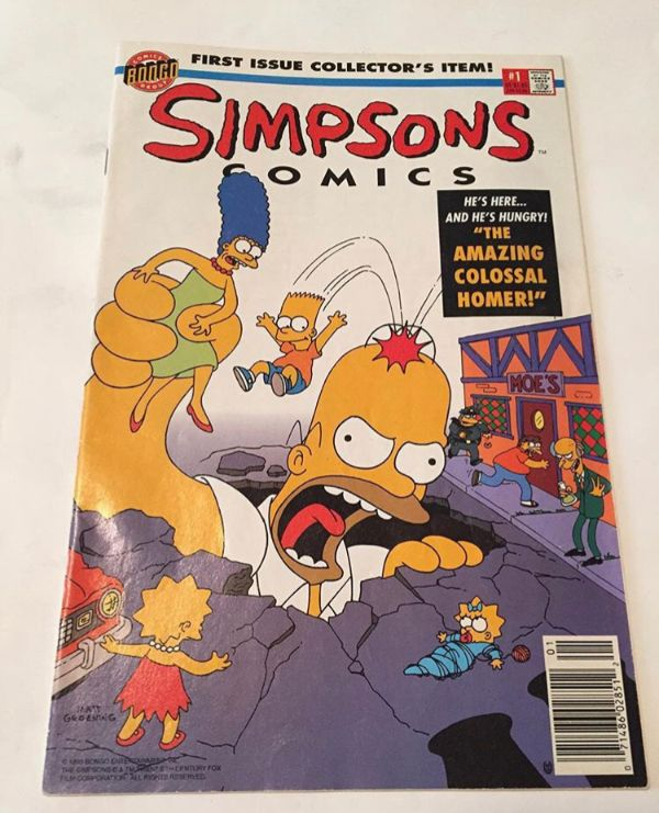 simpsons comics 1 - First Issue Collector'S Item! Simpsons Mics He'S Here... And He'S Hungry! "The Amazing Colossal Homer!" 0 Fc Gog 1471486 028511 Ytox Thongt H Ooooh