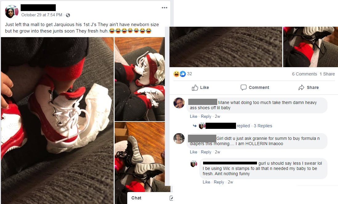 website - October 29 at Just left tha mall to get Jarquious his 1st J's They ain't have newborn size but he grow into these junts soon They fresh huh. 32 6 1 Comment Mane what doing too much take them damn heavy ass shoes off lil baby 2w replied 3 Replies