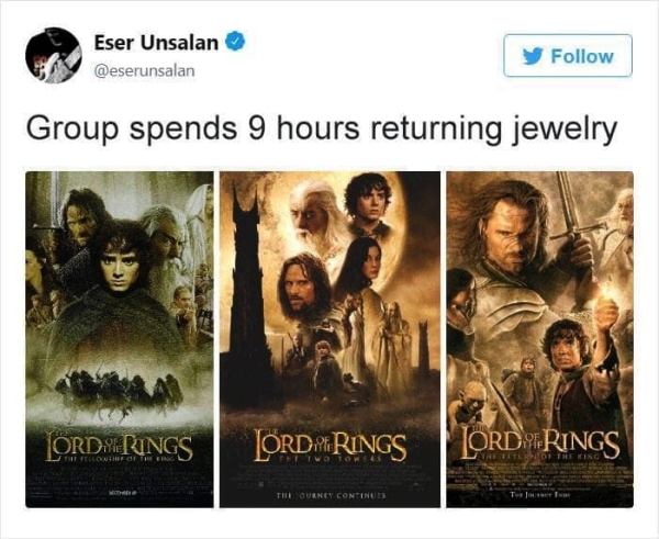 lord of the rings trilogy - Eser Unsalan Group spends 9 hours returning jewelry Ord. Kings Drd Rings _ Lord Rings