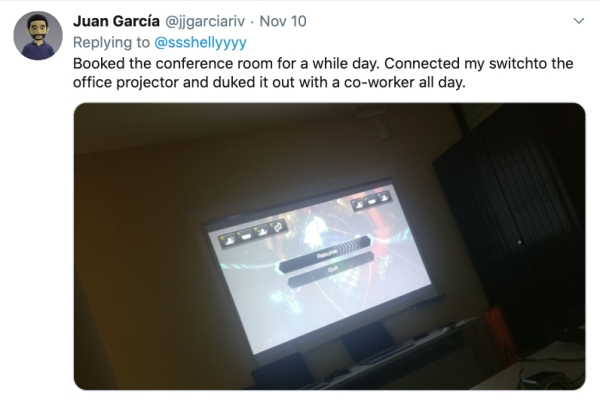 bad employees - Booked the conference room for a while day. Connected my switchto the office projector and duked it out with a coworker all day.