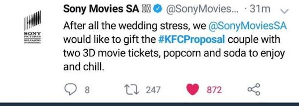 number - Sony Movies Sa '' ... 31m v After all the wedding stress, we Movies Sa would to gift the couple with two 3D movie tickets, popcorn and soda to enjoy and chill. 98 12 247 872 B
