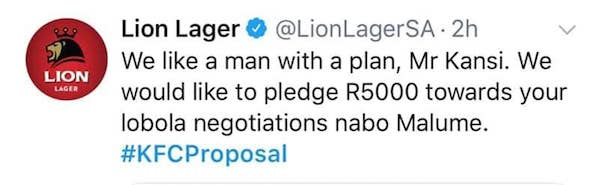 richard spencer socialist - 30 Lion Lager Lion Lager Sa. 2h We a man with a plan, Mr Kansi. We would to pledge R5000 towards your lobola negotiations nabo Malume.