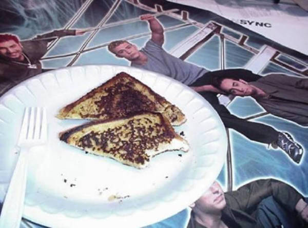 justin timberlake's half eaten french toast - Sync