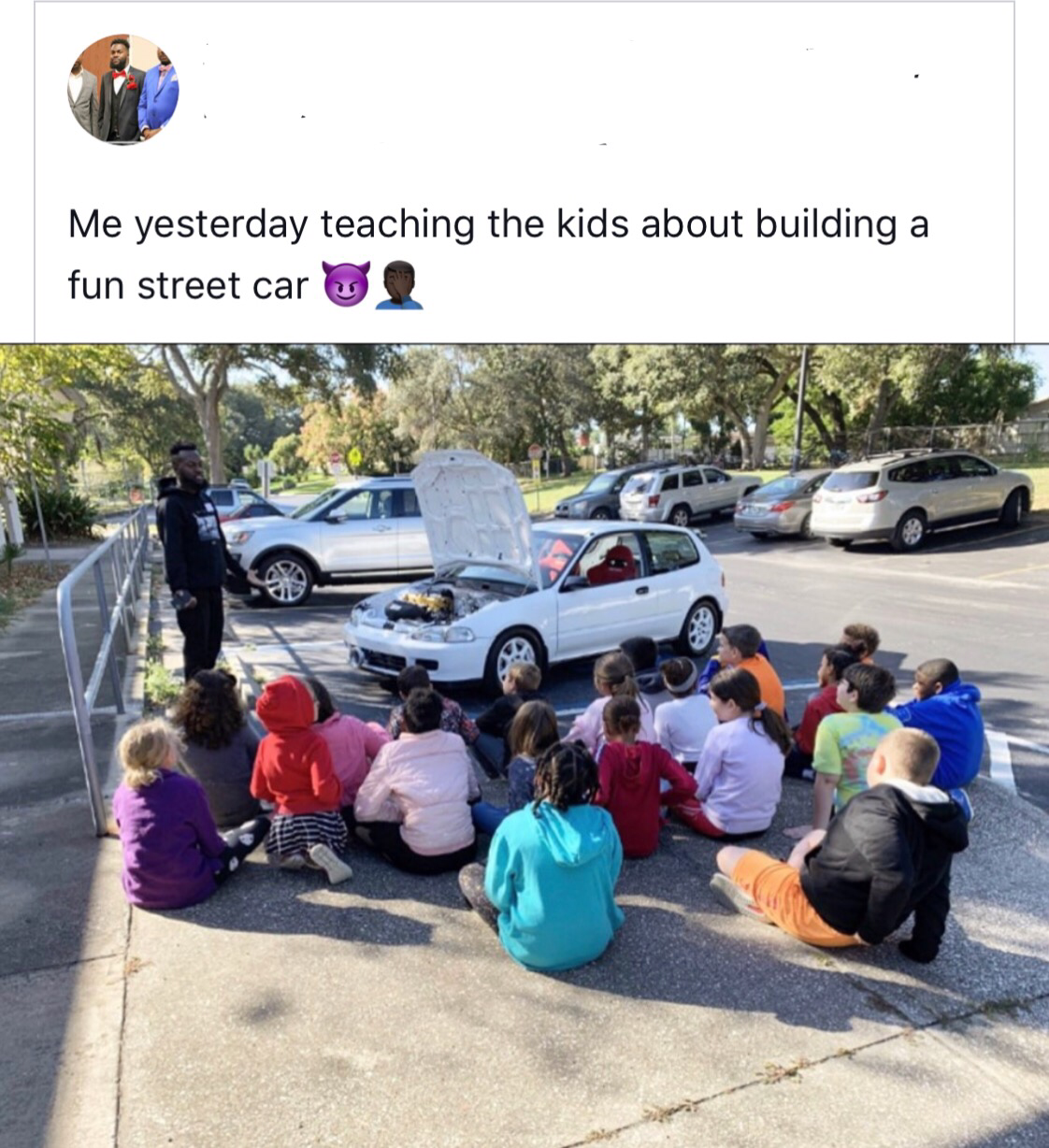 community - Me yesterday teaching the kids about building a fun street car