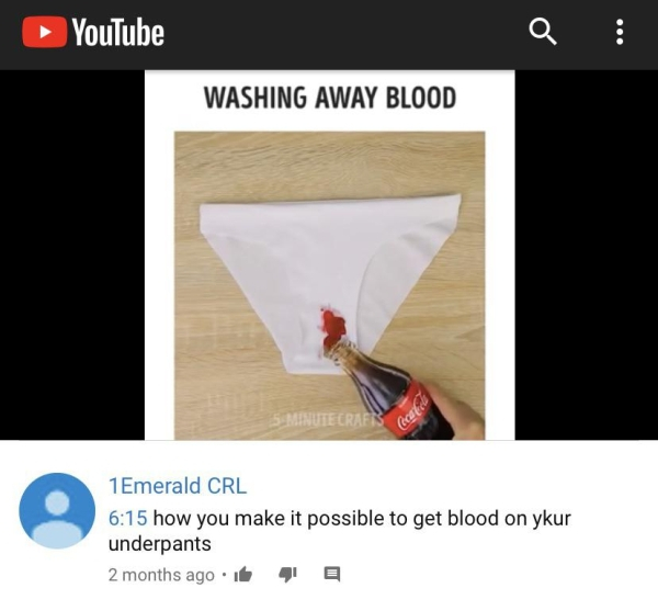 youtube - YouTube Q Washing Away Blood Te ecare 1 Emerald Crl how you make it possible to get blood on ykur underpants 2 months ago.it 4