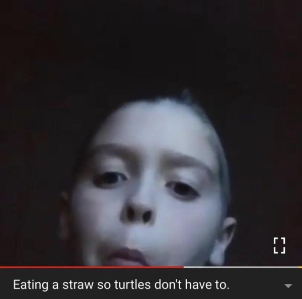 eating a straw to prove turtles are bitches - Eating a straw so turtles don't have to.