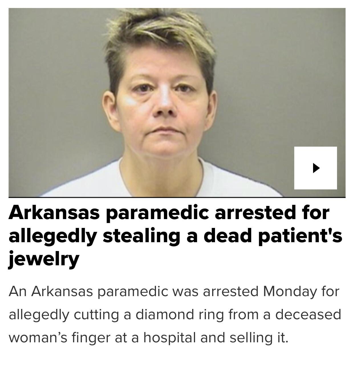 lisa darlene glaze - Arkansas paramedic arrested for allegedly stealing a dead patient's jewelry An Arkansas paramedic was arrested Monday for allegedly cutting a diamond ring from a deceased woman's finger at a hospital and selling it.
