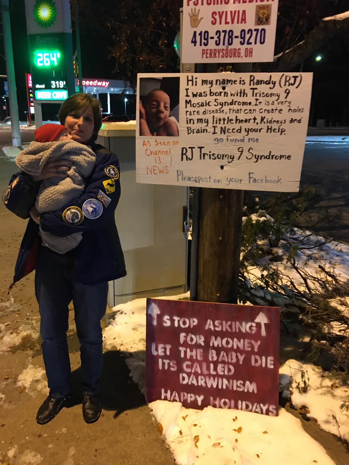 protest - Totuniumdi W Sylvia 4193789270 Perrysburg, Oh 264 peedway 319 Brone Hi my name is Randy Bj I was born with Trisomy 9 Mosaic Syndrome. It is a very rare disease, that can create holes in my little heart, Kidneys and Brain. I Need your Help As See