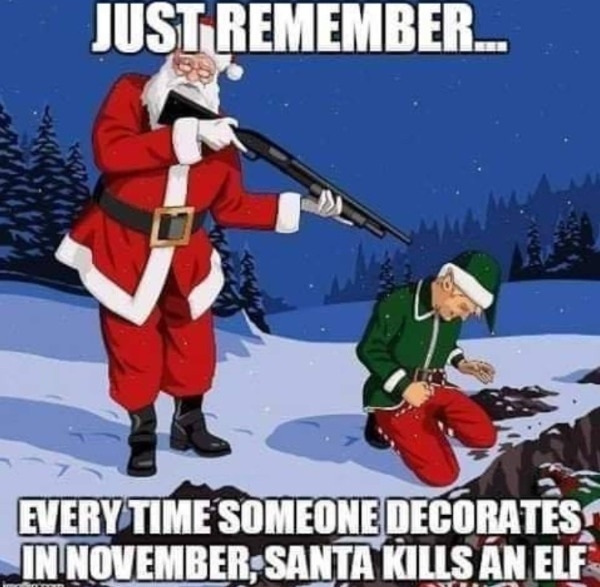 every time you mention christmas in november - Just Remember. we Every Time Someone Decorates In November; Santa Kills An Elf