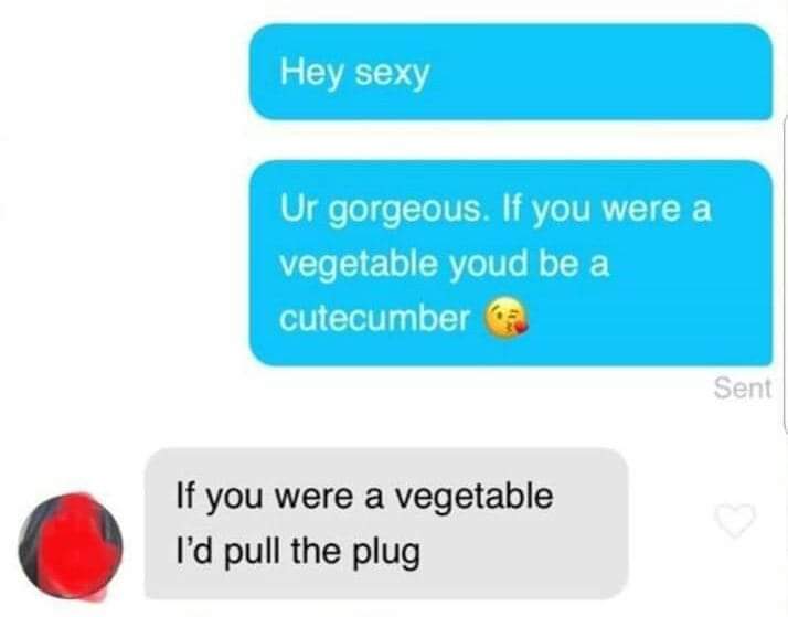 diagram - Hey sexy Ur gorgeous. If you were a vegetable youd be a cutecumber one Sent If you were a vegetable I'd pull the plug