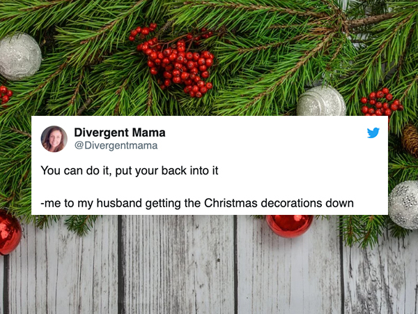 decorating church for christmas - Divergent Mama You can do it, put your back into it me to my husband getting the Christmas decorations down