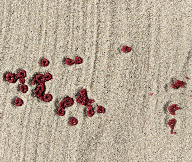 blood drops in sand