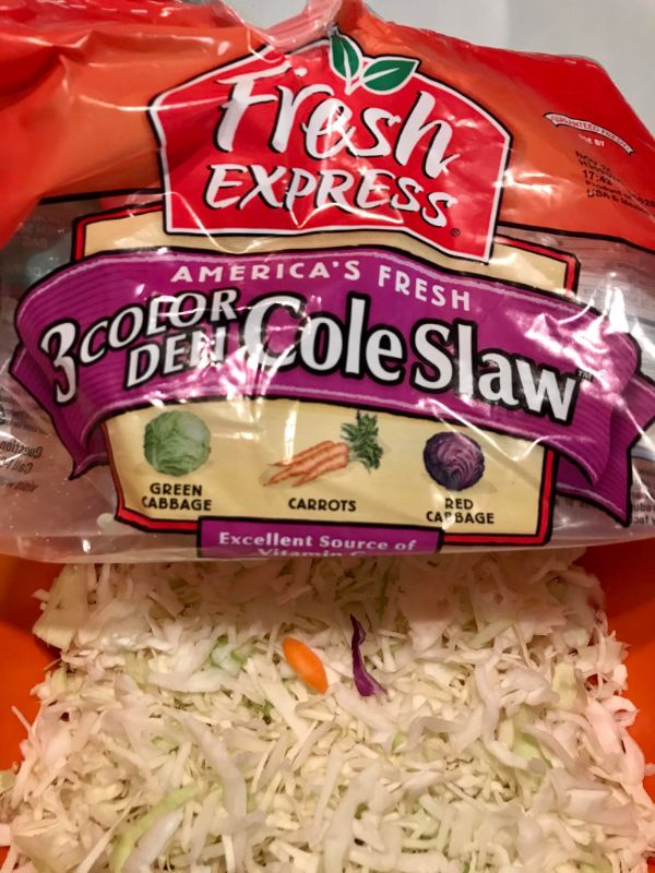 dish - Mesh Express America'S Fd zoom Coleslaw Green Cabbage Carrots Red Cap Bage Excellent source of