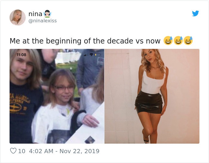shoulder - nina Me at the beginning of the decade vs now @ 10