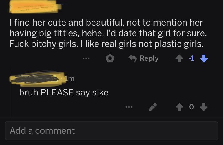 screenshot - I find her cute and beautiful, not to mention her having big titties, hehe. I'd date that girl for sure. Fuck bitchy girls. I real girls not plastic girls. . 1 lm bruh Please say sike Add a comment
