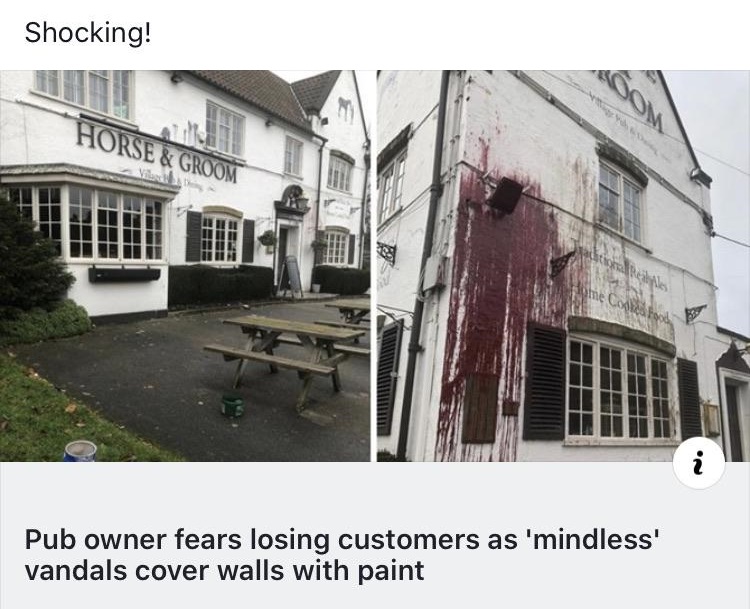 house - Shocking! Horse & Groom Pub owner fears losing customers as 'mindless' vandals cover walls with paint