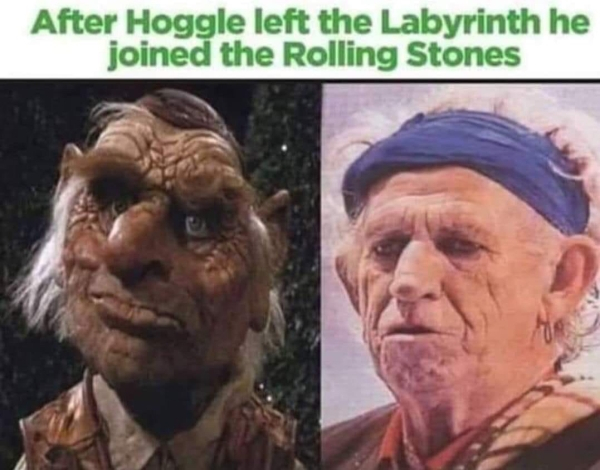 hoggle keith richards - After Hoggle left the Labyrinth he joined the Rolling Stones