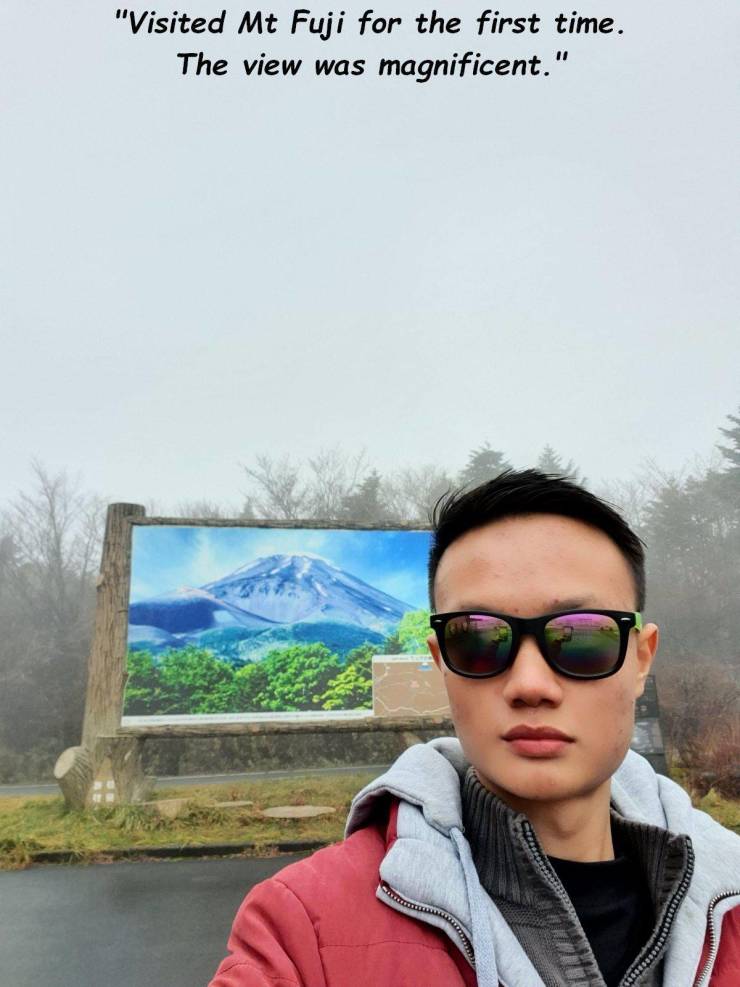 glasses - "Visited Mt Fuji for the first time. The view was magnificent."
