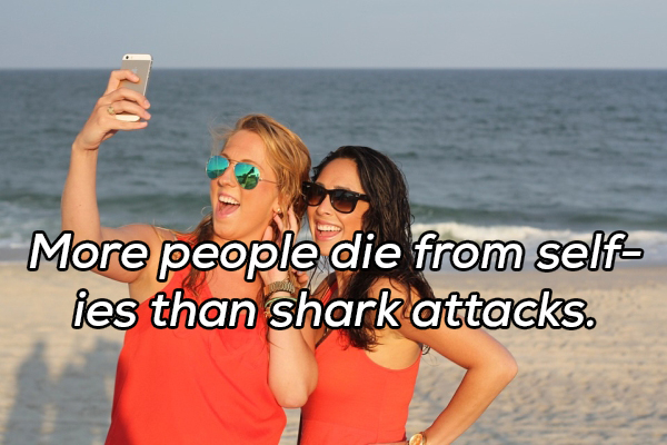 More people die from self ies than shark attacks.