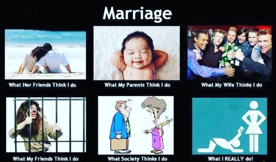 funny marriage jokes - Marriage What Her Friends Think I do What My Parents Think I do What My Wife Thinks I do What My Friends Think I do What Society Thinks I do What I Really do!