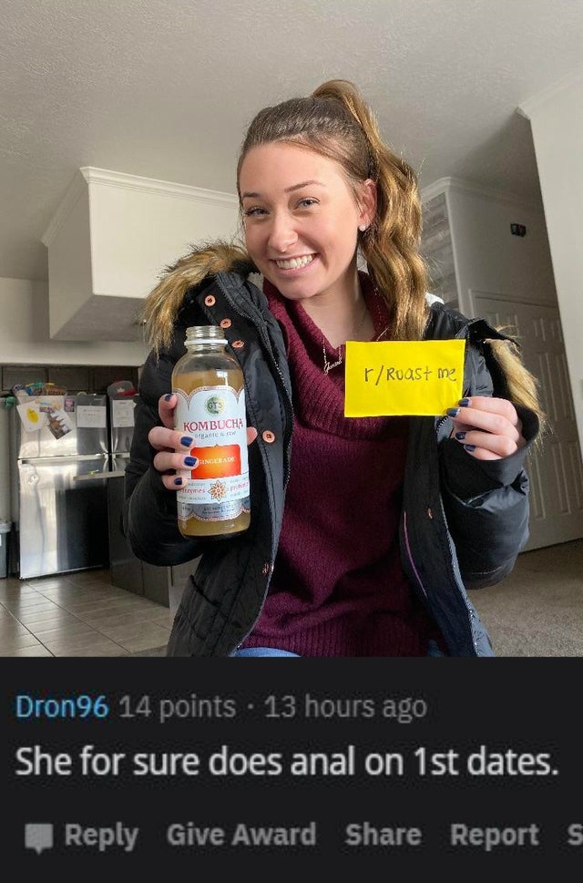 photo caption - rRuasi me Kombucha Dron96 14 points . 13 hours ago She for sure does anal on 1st dates. Give Award Reports