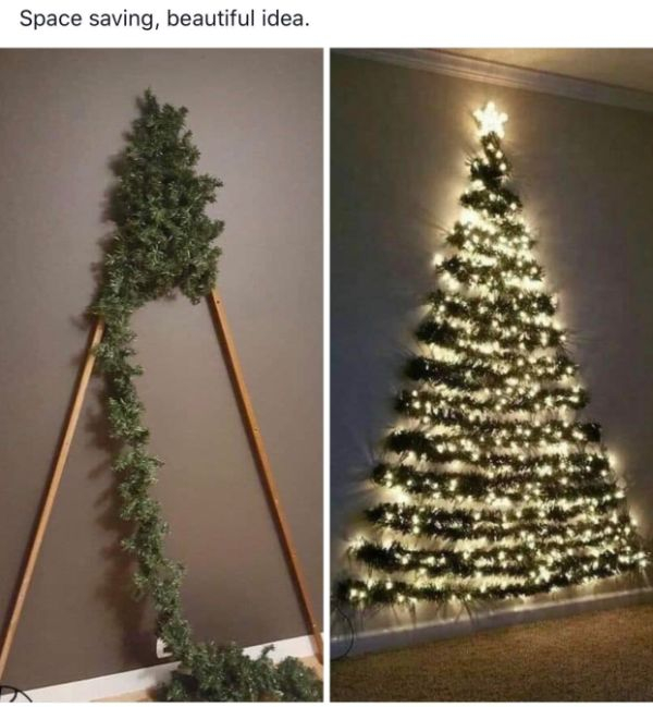 space saving christmas tree - Space saving, beautiful idea.