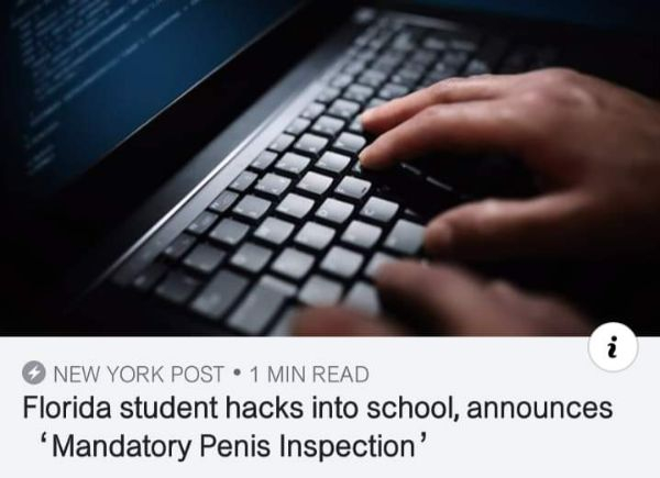 computer hack - New York Post 1 Min Read Florida student hacks into school, announces Mandatory Penis Inspection'