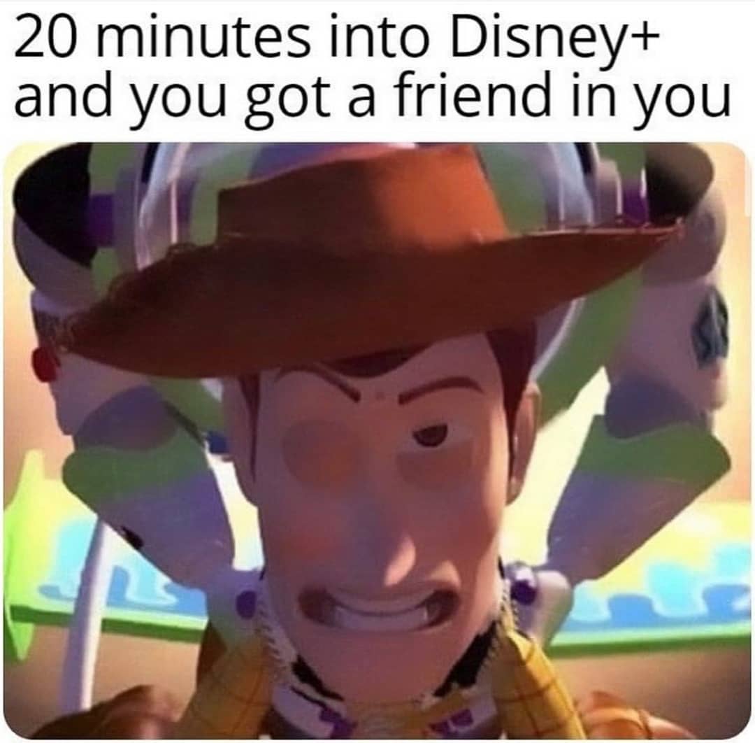 disney+ meme - 20 minutes into Disney and you got a friend in you