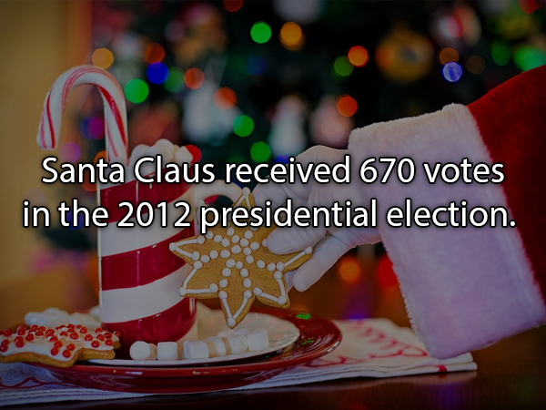 christmas traditions - Santa Claus received 670 votes in the 2012 presidential election.