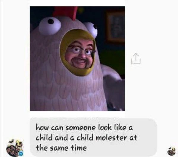 pollo als toy story - how can someone look a child and a child molester at the same time