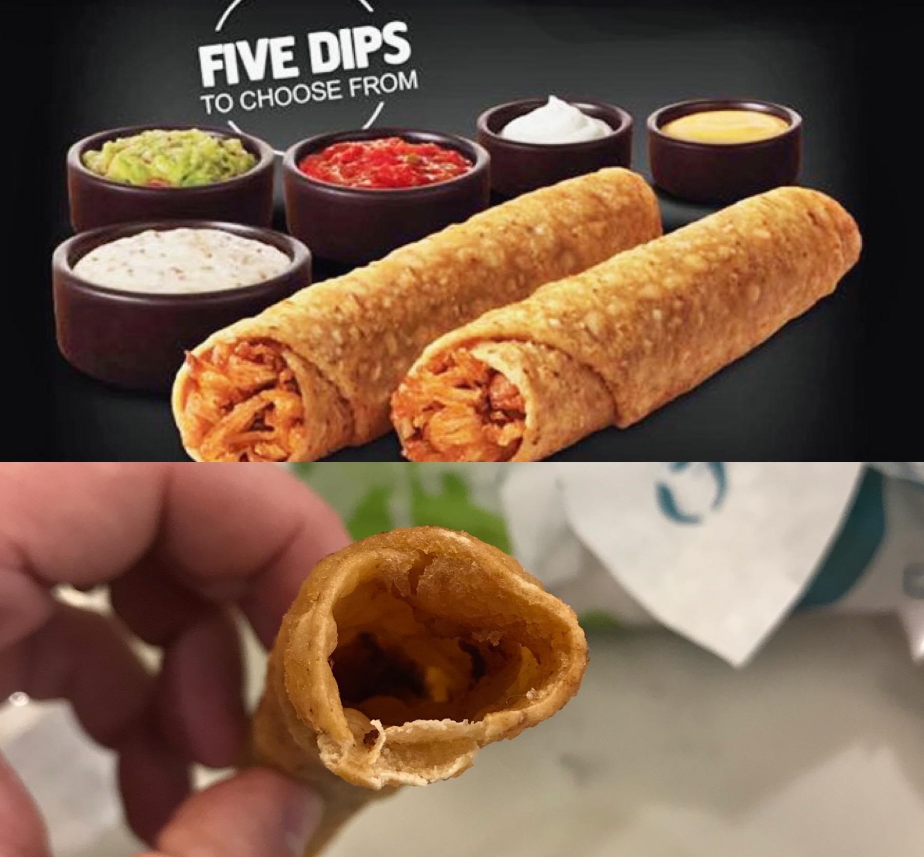 rolled chicken tacos taco bell - Five Dips To Choose From