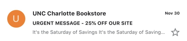 diagram - Unc Charlotte Bookstore Nov 30 Urgent Message 25% Off Our Site It's the Saturday of Savings It's the Saturday of Saving...