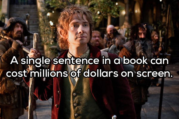 bilbo baggins - A single sentence in a book can cost millions of dollars on screen.