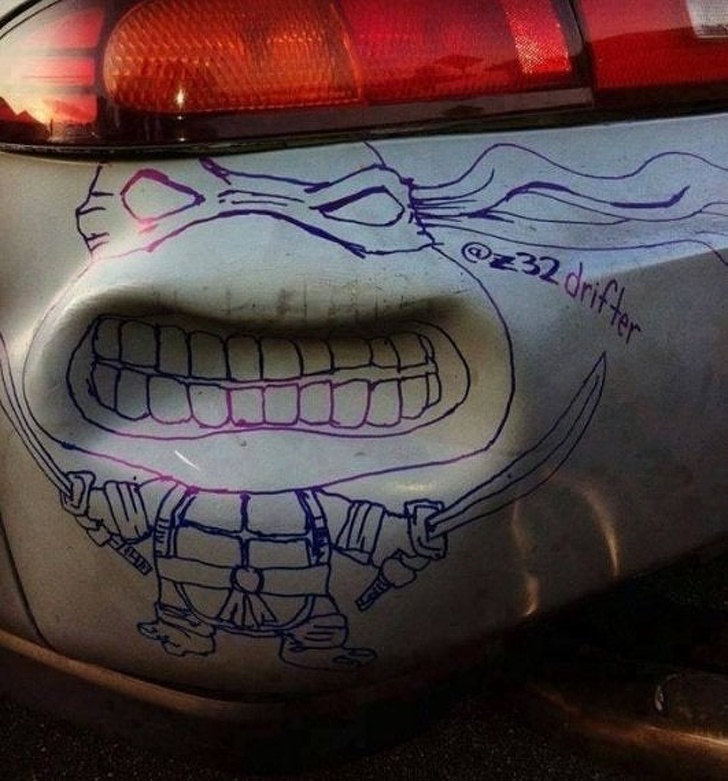 ninja turtle dent in car - drift cm