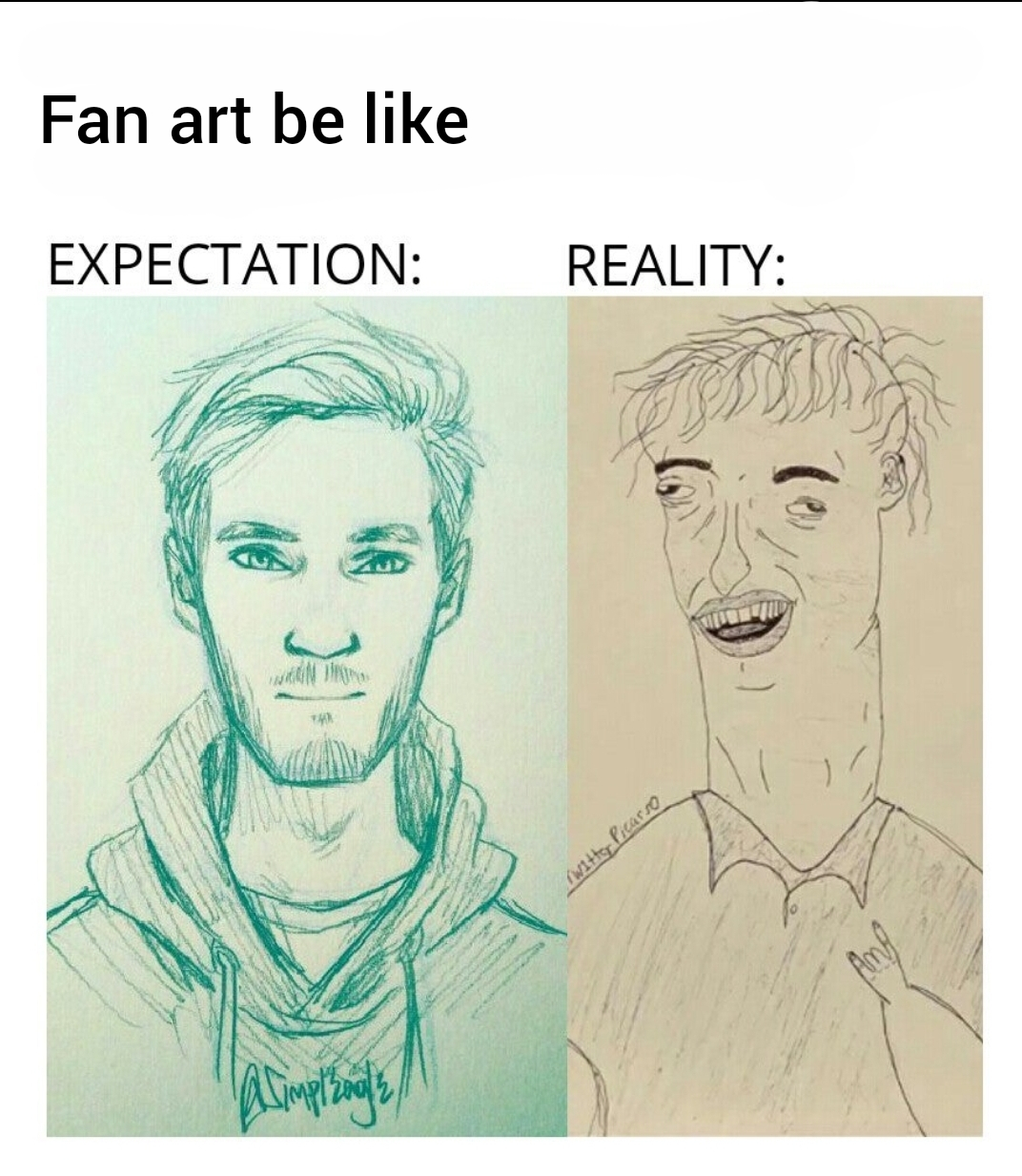 pewdiepie sketch - Fan art be Expectation Reality Simpl 2003